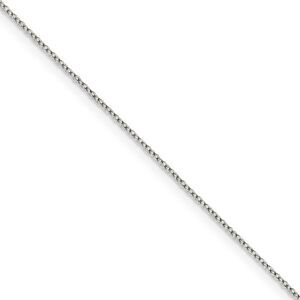 1mm Rhodium Plated Sterling Silver Solid Cable Chain Necklace, 16 Inch